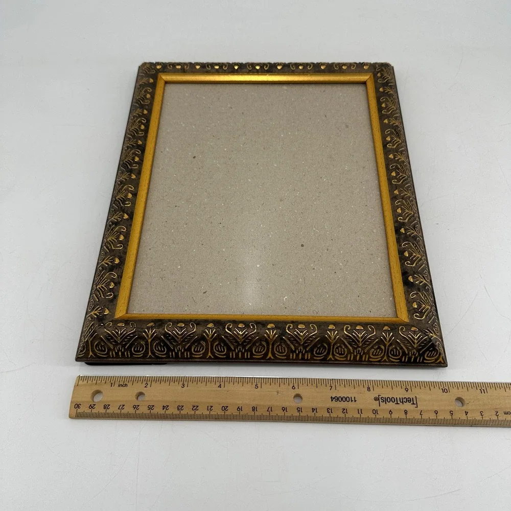 Vintage Style Ornate Gold Bronze Embossed 8x10 Picture Frame Tabletop Wall Mount
